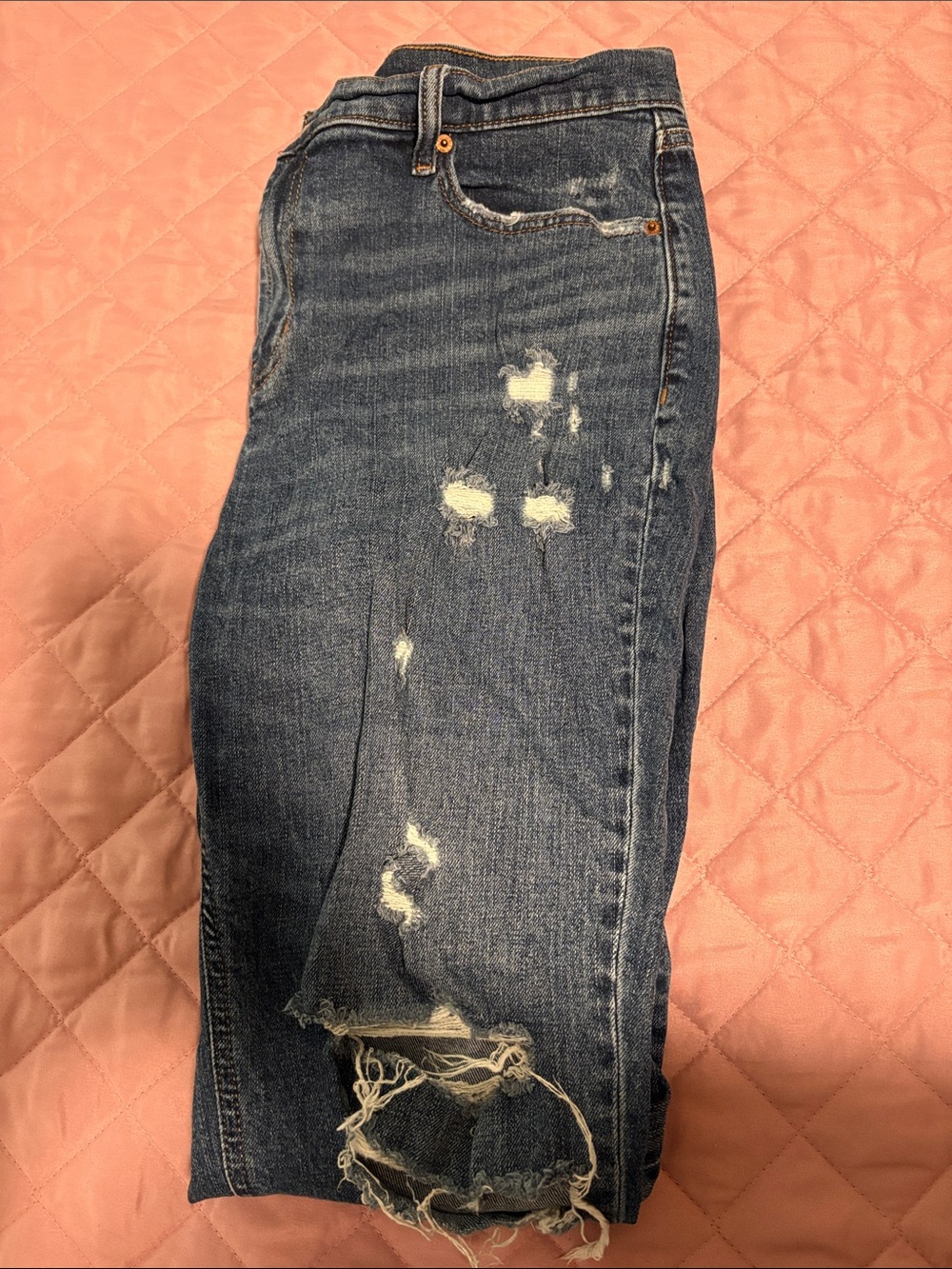 Women’s Distressed Dark Blue Denim Jeans